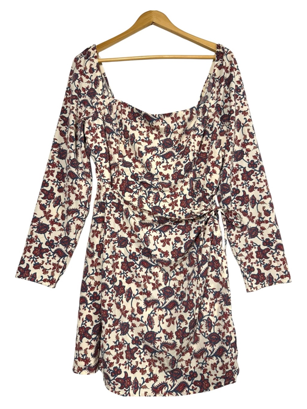 Abercrombie & Fitch Floral Ruched Long Sleeve Floral Mini Dress Large